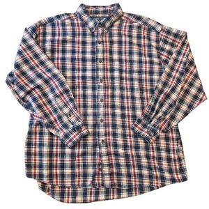 American Eagle Men's Long‎ Sleeve Flannel Button Up Shirt Blue Red Plaid Sz XL